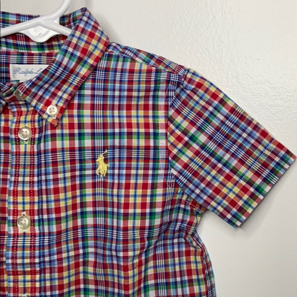 Ralph Lauren | baby boy plaid button- down| 6 M.
